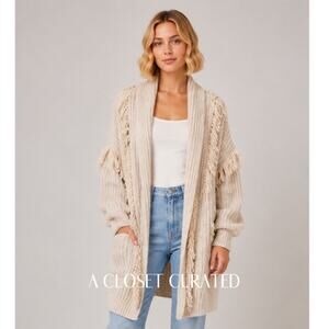 Anthropologie Amanza Fringed Cardigan Sweater M/L